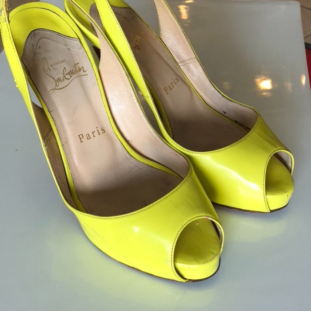 Christian Louboutin Canary Patent Peep Toe